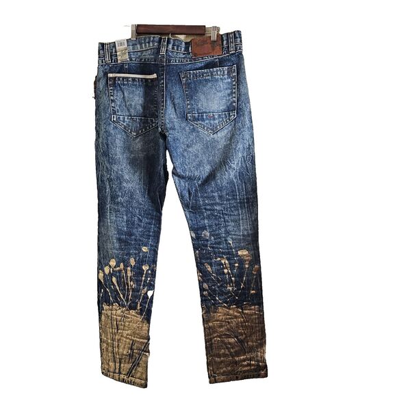 Heritage by America blue denim gold paint splatter NWT Denim Distillery 38X34 - Picture 2 of 11